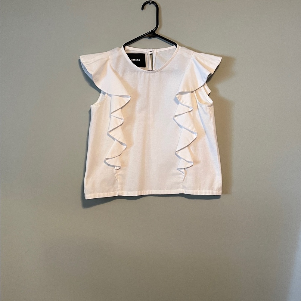 Markoo White Blouse with Ruffle Sleeves